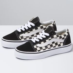 Kids Checker Vans Blk/White